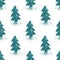 Shabby hand drawn fir-trees and snow on white background. seamless paint winter pattern with spruce