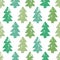 Shabby hand drawn fir-trees on white background. seamless paint winter pattern with spruce