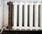 Shabby heating radiator with fixed rusty section