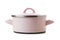 Shabby pink enamel pot isolated