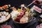 Shabu Shabu or Sukiyaki, a popular dish of pork, beef, shrimp, squid, seafood and fresh vegetables. Placed on a table with a