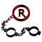 Shackles chain with a copyright symbol on white background.