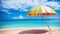 Shade and Serenity Beach Umbrella Magic on National Beach Day.AI Generated