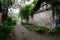 Shaded alley between ancient Chinese dwelling buildings