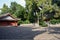 Shaded courtyard of ancient Chinese buildings in sunny afternoon