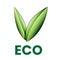 Shaded Green Eco Icon with V Shaped Leaves