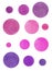 Shades of lilac abstract watercolor splashes set,