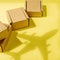 Shadow Airplane and stack of cardboard boxes. concept of air cargo and parcels, airmail. Fast delivery of goods and products.