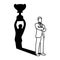 Shadow of businessman holding big trophy over his head vector il