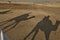 Shadow of a camel with tourist on a sand dunes, Thar desert