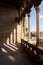 Shadow of Castle Olite Arcade, Navarra, Spain