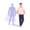 Shadow of Man Superhero Character Standing and Smiling Vector Illustration