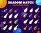 Shadow match game with space comets, asteroids