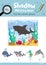 Shadow matching game Angry Shark animal cartoon character picture vector illustration