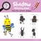 Shadow matching game Big Bee flying with jar of honey animal cartoon character vector illustration