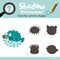 Shadow matching game Blowfish animal cartoon character vector illustration