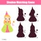 Shadow matching game. Find silhouette of princess. activity for toddlers and pre school age kids