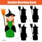 Shadow matching game, halloween theme with witch character