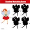 Shadow matching game. Kids activity with beautiful fairy