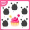 Shadow matching game. Kids activity with cupcake