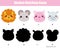 Shadow matching game. Kids activity with cute animals faces