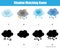 Shadow matching game. Kids educational activity with cute clouds. Learning weather theme