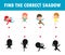 Shadow Matching Game for kids, Visual game for children. Connect the dots picture, Happy Halloween Party Kids Costume, Education