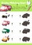 Shadow matching game for preschool kids activity worksheet in Transportation theme