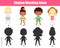 Shadow matching game. Summertime beach theme Kids activity. Find silhouettes of children