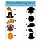 Shadow Matching Game. Thanksgiving themed Puzzle Game for Kids coloring book. Color version.