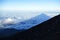 Shadow of Mount Fuji over the clouds at sunrise, Japan