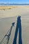 Shadow of a photographer on a gypsum dune in White Sands National Monument in New Mexico, USA