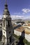 The shadow reflected on the roofs of one of the towers of the Cathedral St. Stephen`s Basilica, Budapest, Hungary