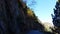 Shadowed Sinuous Road in Pyrenees Mountains-Vehicle Point of View