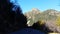 Shadowed Sinuous Road in Pyrenees Mountains-Vehicle Point of View