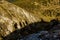 Shadows of a family trekking path symbols on the Swiss Alps in