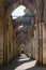 Shadows at sunset created by lancets of San Galgano Cathedral