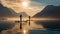 Shadowy Stillness: Paddle Boarding In Norwegian Nature