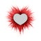 Shaggy bright fluffy ball with a paper heart.Can be used as a frame for the text of congratulations on Valentines Day