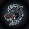 Shaggy wolves logo design concept on dark background, sport infographic team pictogram, t-shirt tee print