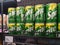 Shah Alam, Malaysia - 7 May 2021 : New mini Sprite Lemon Lime carbonated flavoured drink cans for sell on the supermarket shelf.