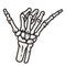 Shaka skeleton hand sign for surf, beach, Hawaii design. Hand bones for surfing, tattoo of surfer.