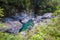 Shakadang hiking trail at the Taroko National Park Taiwan. The protected mountain forest landscape named after the landmark Taroko