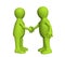 Shake hand of two 3d people of green color