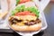 Shake shack burger yummy beef burger with melting cheese and vegetables