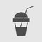 Shake with straw vector icon. Milkshake drink