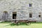 Shaker Round Stone Barn, wagon, windows and door