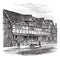 Shakespeare`s Birthplace at Stratford-upon-Avon, vintage engraving