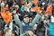 Shakhtar team fans celebrate a goal scored