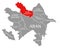 Shaki-Zaqatala red highlighted in map of Azerbaijan